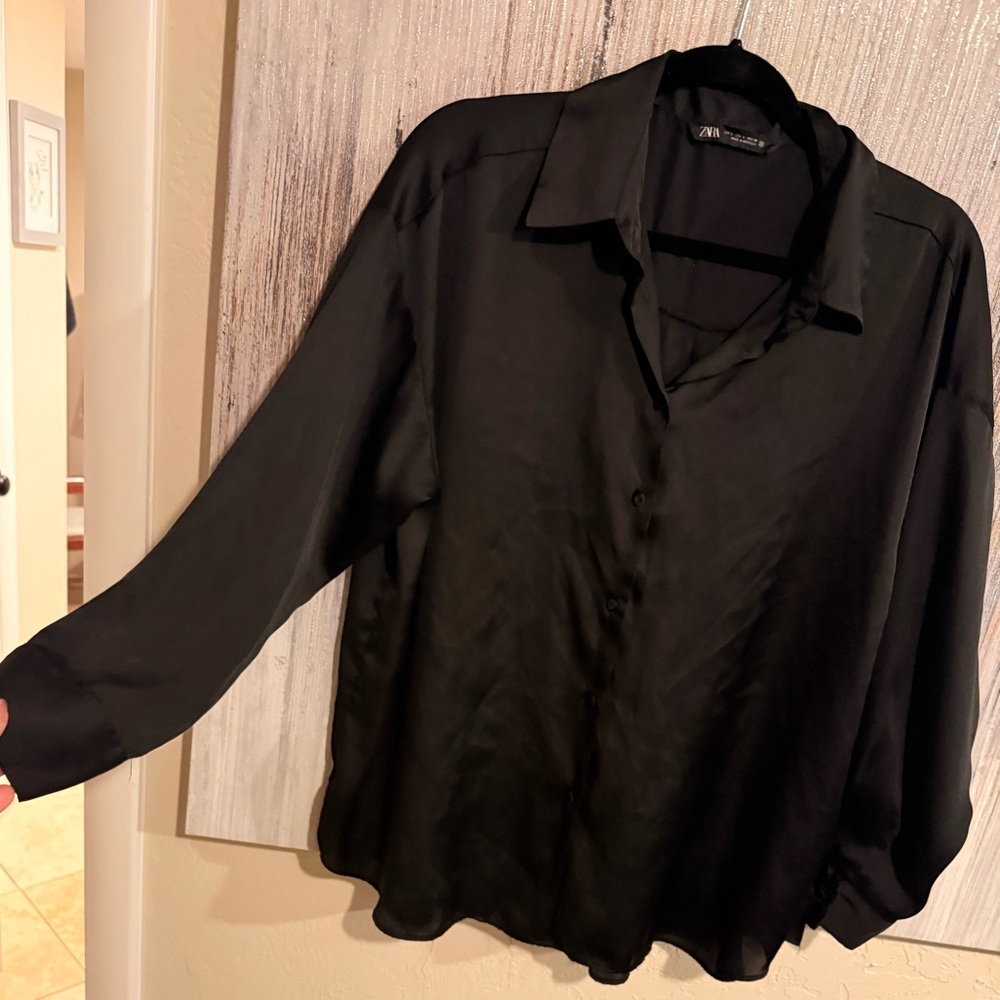 Zara Satin Button Down